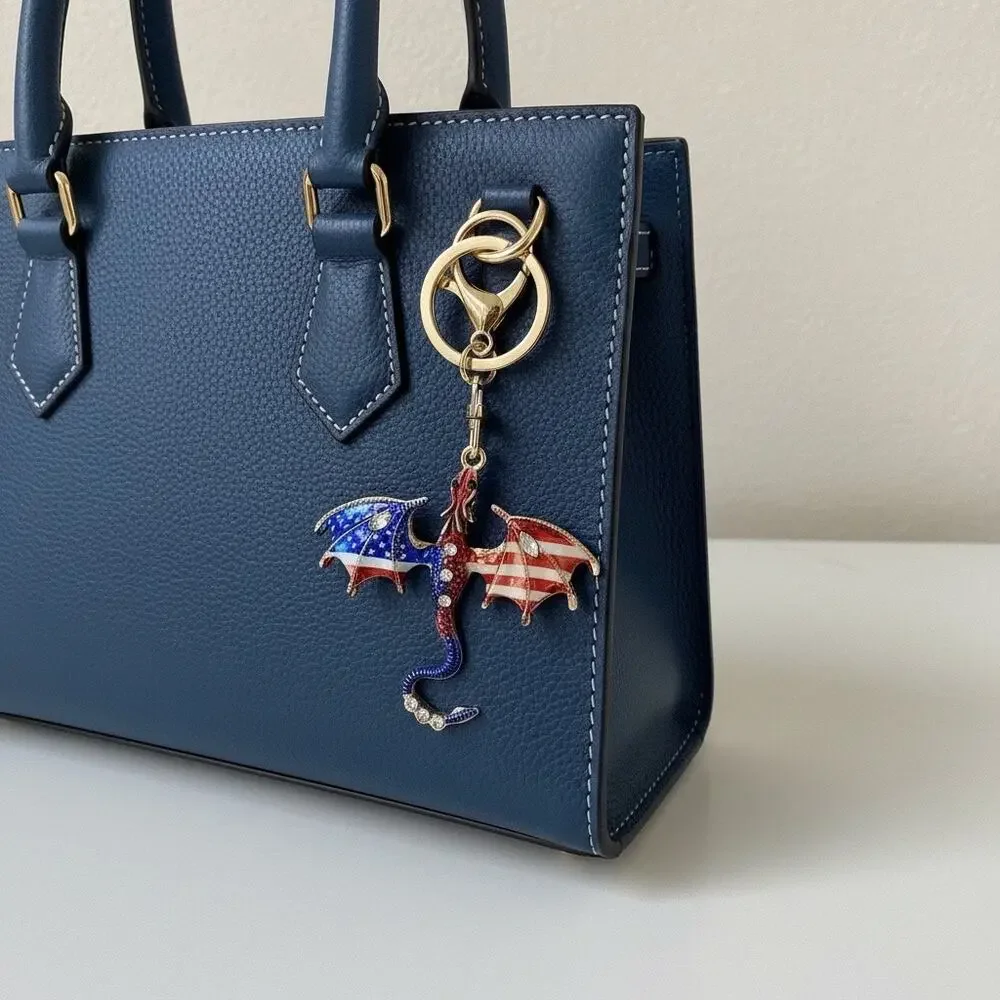 Patriotic Colored Fantasy Western Dragon Keychain